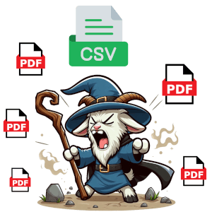 Wizard goat conjuring up magic to convert bank statement PDFs into a CSV file